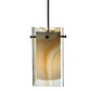 Meyda Lighting Metro 7" Black Cognac Swirl Mini Pendant Light With Peach Quadrato Shade Glass