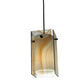 Meyda Lighting Metro 7" Black Cognac Swirl Mini Pendant Light With Peach Quadrato Shade Glass