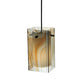 Meyda Lighting Metro 7" Black Cognac Swirl Mini Pendant Light With Peach Quadrato Shade Glass