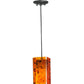 Meyda Lighting Metro 7" Black Magma Mini Pendant Light With Orange Quadrato Shade Glass