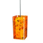 Meyda Lighting Metro 7" Black Magma Mini Pendant Light With Orange Quadrato Shade Glass