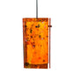 Meyda Lighting Metro 7" Black Magma Mini Pendant Light With Orange Quadrato Shade Glass
