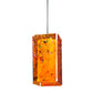 Meyda Lighting Metro 7" Black Magma Mini Pendant Light With Orange Quadrato Shade Glass