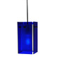 Meyda Lighting Metro 7" Black Mini Pendant Light With Blue Quadrato Shade Glass