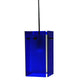 Meyda Lighting Metro 7" Black Mini Pendant Light With Blue Quadrato Shade Glass
