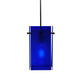 Meyda Lighting Metro 7" Black Mini Pendant Light With Blue Quadrato Shade Glass