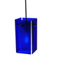 Meyda Lighting Metro 7" Black Mini Pendant Light With Blue Quadrato Shade Glass
