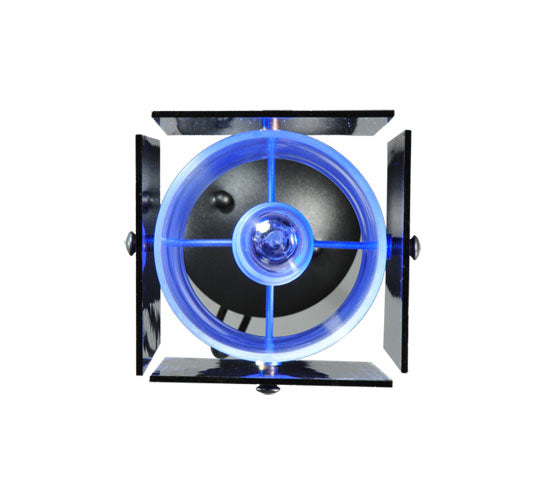 Meyda Lighting Metro 7" Black Mini Pendant Light With Blue Quadrato Shade Glass