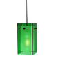 Meyda Lighting Metro 7" Black Mini Pendant Light With Green Quadrato Shade Glass