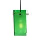 Meyda Lighting Metro 7" Black Mini Pendant Light With Green Quadrato Shade Glass