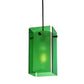 Meyda Lighting Metro 7" Black Mini Pendant Light With Green Quadrato Shade Glass