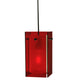Meyda Lighting Metro 7" Black Mini Pendant Light With Red Quadrato Shade Glass
