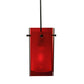 Meyda Lighting Metro 7" Black Mini Pendant Light With Red Quadrato Shade Glass