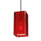 Meyda Lighting Metro 7" Black Mini Pendant Light With Red Quadrato Shade Glass