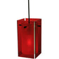 Meyda Lighting Metro 7" Black Mini Pendant Light With Red Quadrato Shade Glass