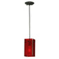 Meyda Lighting Metro 7" Black Mini Pendant Light With Red Quadrato Shade Glass