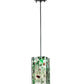 Meyda Lighting Metro 7" Black Parade Mini Pendant Light With Green & Red Confetti Quadrato Shade Glass