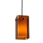 Meyda Lighting Metro 7" Black Quadrato Mini Pendant Light With Amber Shade Glass