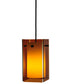 Meyda Lighting Metro 7" Black Quadrato Mini Pendant Light With Amber Shade Glass