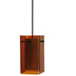 Meyda Lighting Metro 7" Black Quadrato Mini Pendant Light With Amber Shade Glass