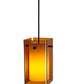 Meyda Lighting Metro 7" Black Quadrato Mini Pendant Light With Amber Shade Glass