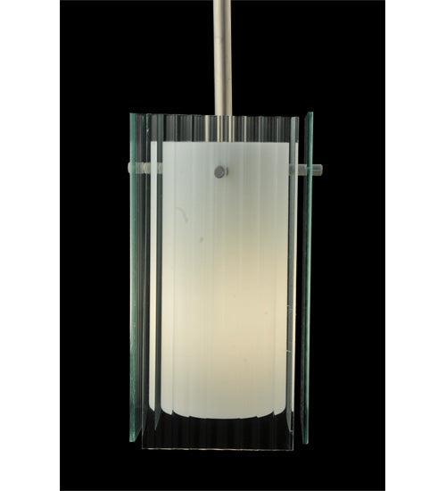 Meyda Lighting Metro 7" Silver Mini Pendant Light With Clear Fluted Quadrato Shade Glass