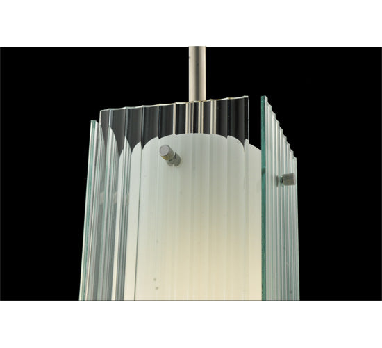 Meyda Lighting Metro 7" Silver Mini Pendant Light With Clear Fluted Quadrato Shade Glass