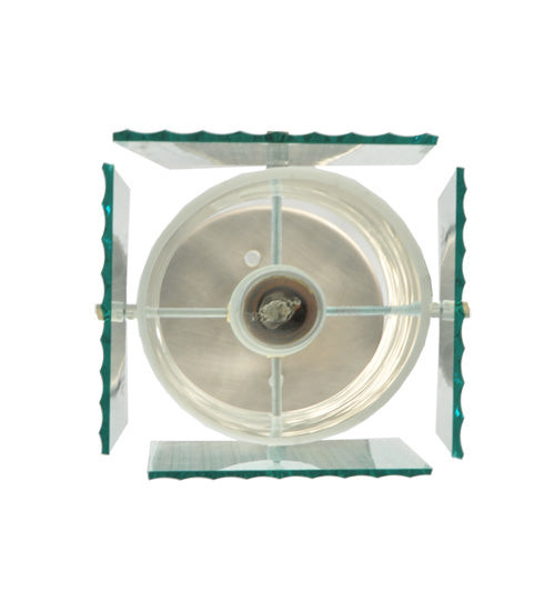 Meyda Lighting Metro 7" Silver Mini Pendant Light With Clear Fluted Quadrato Shade Glass
