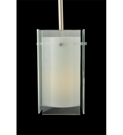 Meyda Lighting Metro 7" Silver Mini Pendant Light With Clear Reeded Quadrato Shade Glass
