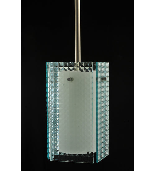 Meyda Lighting Metro 7" Silver Mini Pendant Light With Clear Window Pane Quadrato Shade Glass