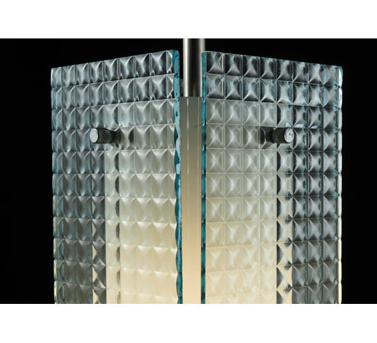 Meyda Lighting Metro 7" Silver Mini Pendant Light With Clear Window Pane Quadrato Shade Glass