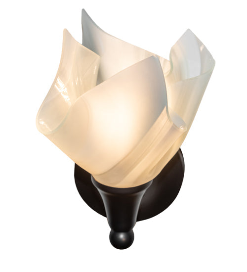 Meyda Lighting Metro 9" Craftsman Brown Blanco Swirl Wall Sconce With White Shade Glass