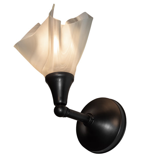 Meyda Lighting Metro 9" Craftsman Brown Blanco Swirl Wall Sconce With White Shade Glass