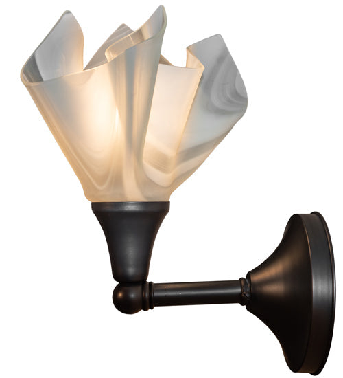 Meyda Lighting Metro 9" Craftsman Brown Blanco Swirl Wall Sconce With White Shade Glass