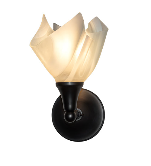 Meyda Lighting Metro 9" Craftsman Brown Blanco Swirl Wall Sconce With White Shade Glass