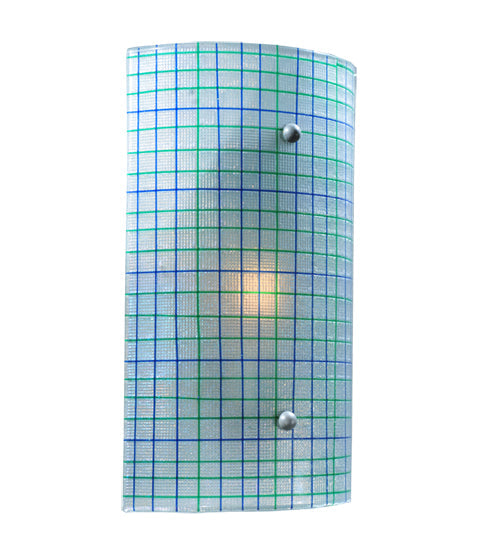 Meyda Lighting Metro 9" Strisce Wall Sconce With Blue Iridescent Shade Glass