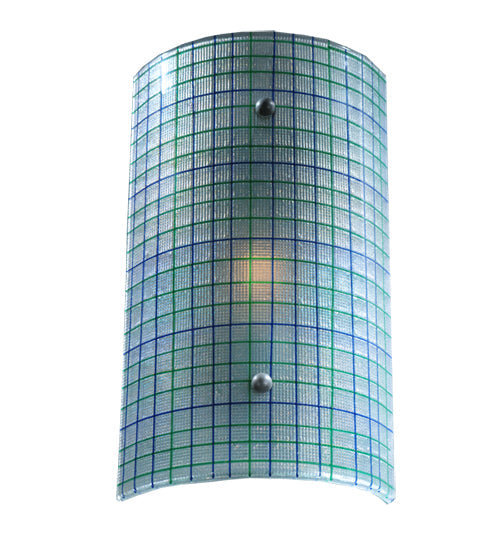 Meyda Lighting Metro 9" Strisce Wall Sconce With Blue Iridescent Shade Glass