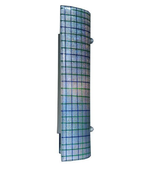 Meyda Lighting Metro 9" Strisce Wall Sconce With Blue Iridescent Shade Glass
