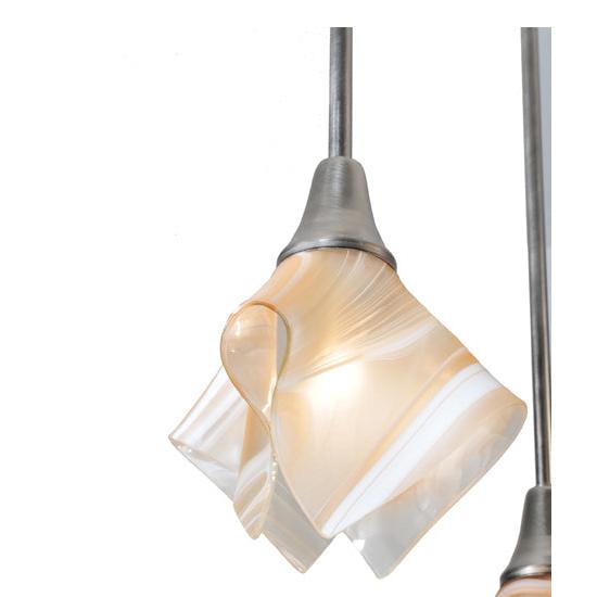 Meyda Lighting Metro Blush Swirl 24" 4-Light Brushed Nickel Handkerchief Cascading Pendant Light With Peach Shade Glass