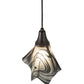 Meyda Lighting Metro Fusion 10" Black Noir Swirl Mini Pendant Light With Black & White Swirl Shade Glass
