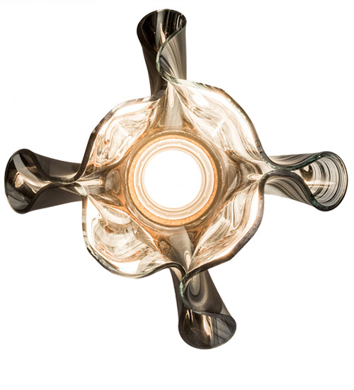 Meyda Lighting Metro Fusion 10" Black Noir Swirl Mini Pendant Light With Black & White Swirl Shade Glass
