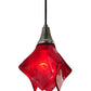 Meyda Lighting Metro Fusion 10" Brushed Nickel Super Nova Mini Pendant Light With Red Bas Relief Shade Glass