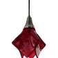 Meyda Lighting Metro Fusion 10" Brushed Nickel Super Nova Mini Pendant Light With Red Bas Relief Shade Glass