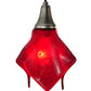 Meyda Lighting Metro Fusion 10" Brushed Nickel Super Nova Mini Pendant Light With Red Bas Relief Shade Glass