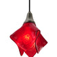 Meyda Lighting Metro Fusion 10" Brushed Nickel Super Nova Mini Pendant Light With Red Bas Relief Shade Glass