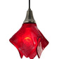 Meyda Lighting Metro Fusion 10" Brushed Nickel Super Nova Mini Pendant Light With Red Bas Relief Shade Glass