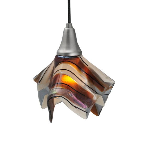 Meyda Lighting Metro Fusion 10" Nickel Brass Marina Mini Pendant Light With Multi-Colored Shade Glass