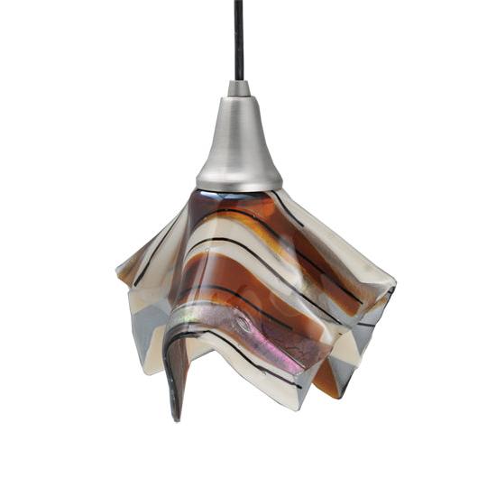 Meyda Lighting Metro Fusion 10" Nickel Brass Marina Mini Pendant Light With Multi-Colored Shade Glass