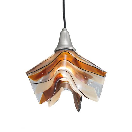 Meyda Lighting Metro Fusion 10" Nickel Brass Marina Mini Pendant Light With Multi-Colored Shade Glass