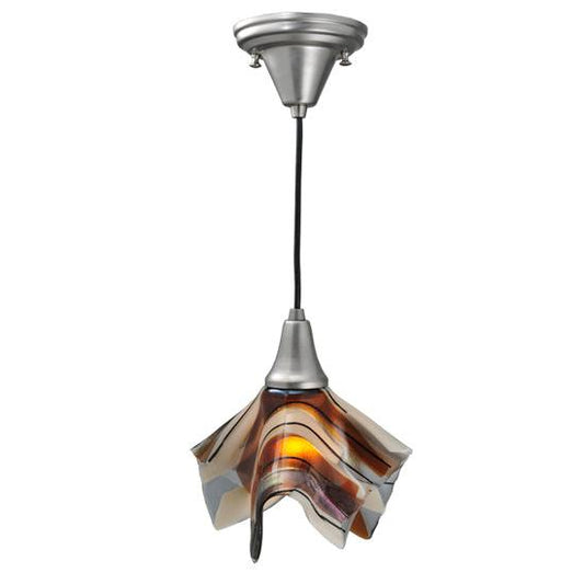 Meyda Lighting Metro Fusion 10" Nickel Brass Marina Mini Pendant Light With Multi-Colored Shade Glass